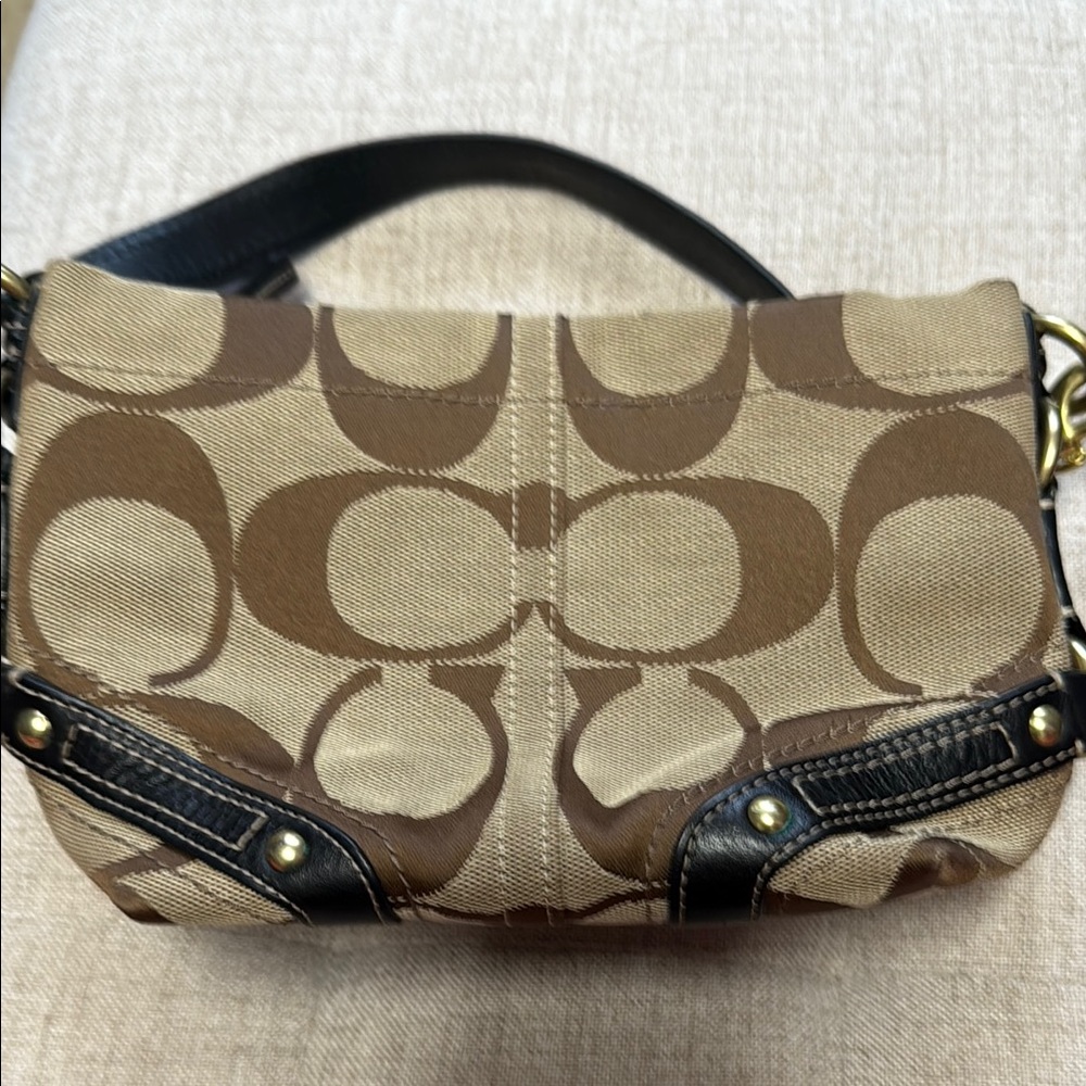 Coach Signature Brown and Black Shoulder Bag